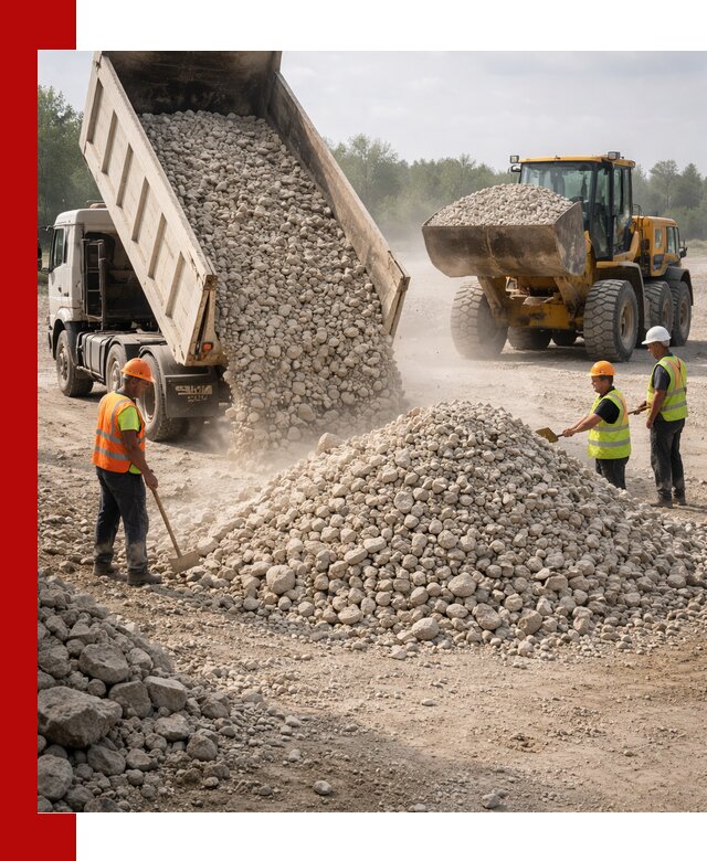 Доставка известнякового щебня фр. 40-70 в Перми