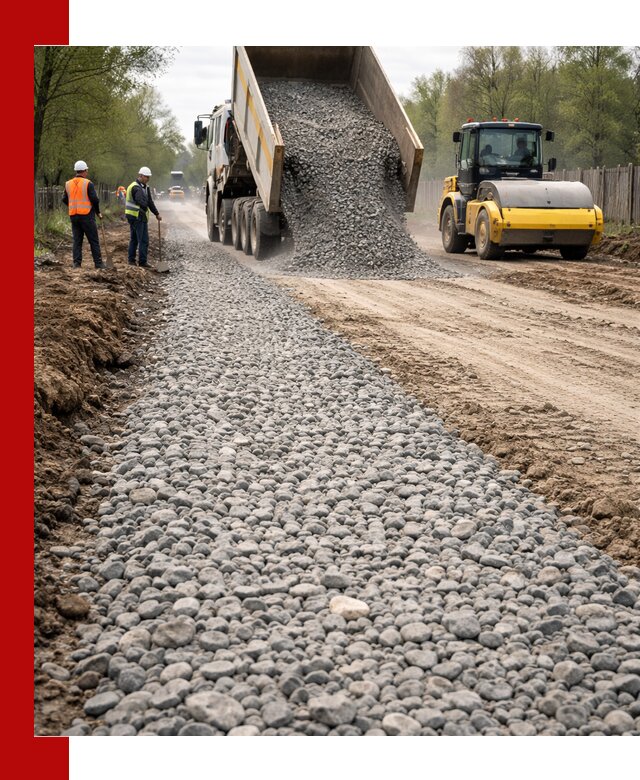 Доставка щебня для отсыпки дорог в Перми высокого качества