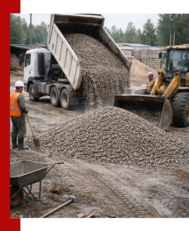 Мытый гравий с доставкой в Перми от карьера до участка