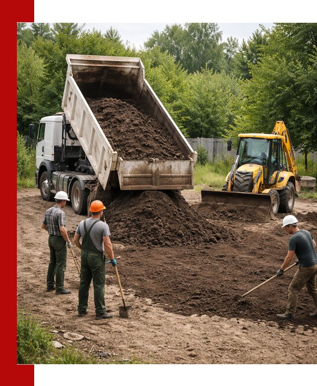 Доставка и укладка грунта для выравнивания участка в Перми