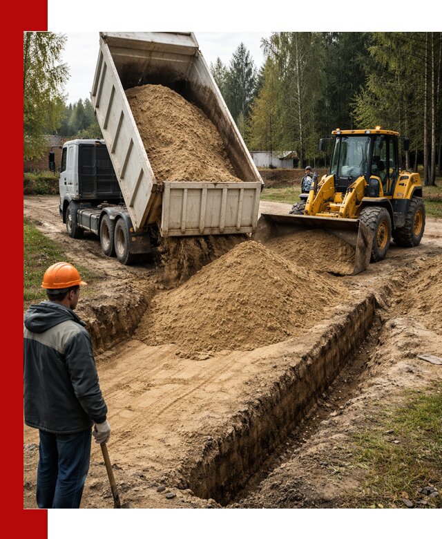 Доставка песчаного грунта в Перми для строительных работ
