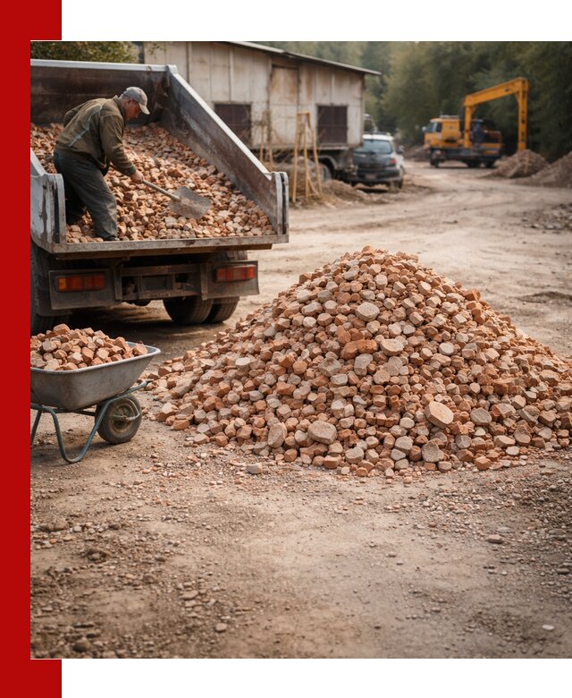 Доставка и подушка из боя кирпича с разгрузкой в Перми