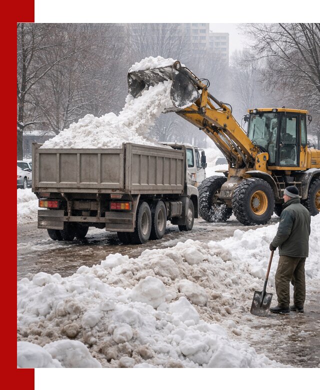 Вывоз снега грузовой техникой в Перми оперативно и чисто