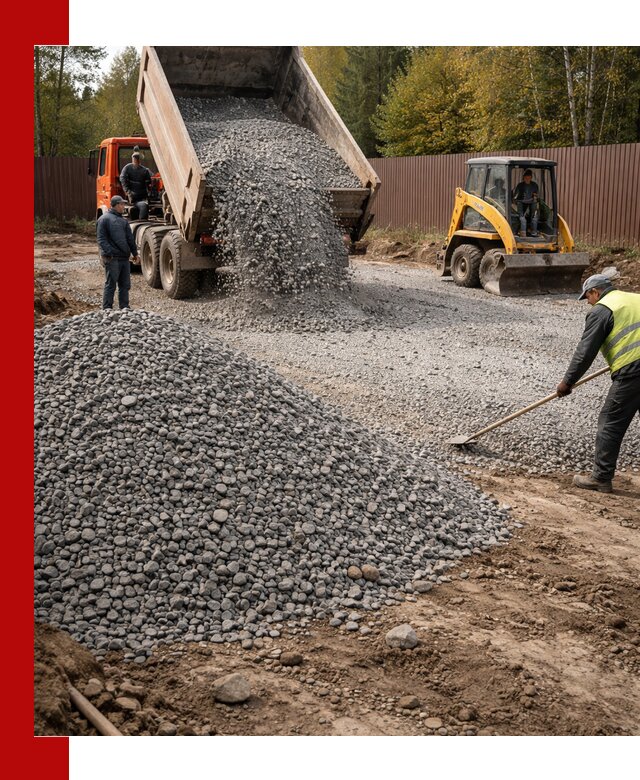 Отсыпка участка щебнем с доставкой и уплотнением в Перми